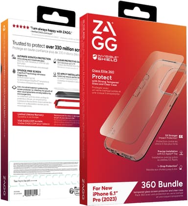 Zagg iPhone 15 Pro Glass Elite 360 deksel og skjermbeskytter (gjennomsiktig)