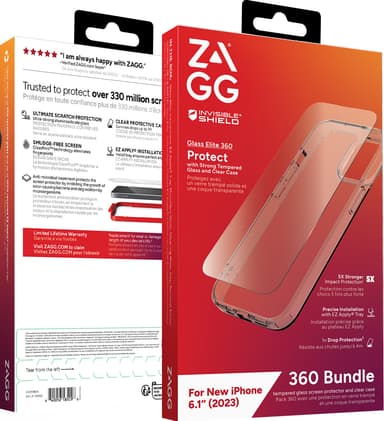 Zagg iPhone 15 Glass Elite 360 deksel og skjermbeskytter (gjennomsiktig)