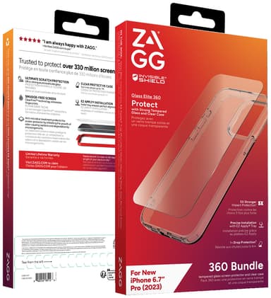 Zagg iPhone 15 Pro Max Glass Elite 360 deksel og skjermbeskytter (gjennomsiktig)