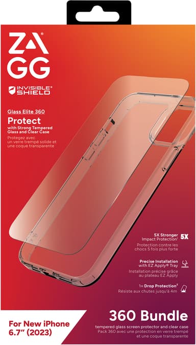 Zagg iPhone 15 Plus Glass Elite 360 deksel og skjermbeskytter (gjennomsiktig)