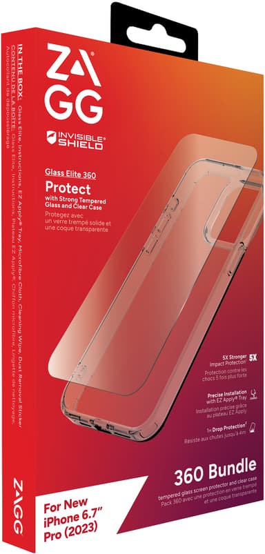 Zagg iPhone 15 Pro Max Glass Elite 360 deksel og skjermbeskytter (gjennomsiktig)