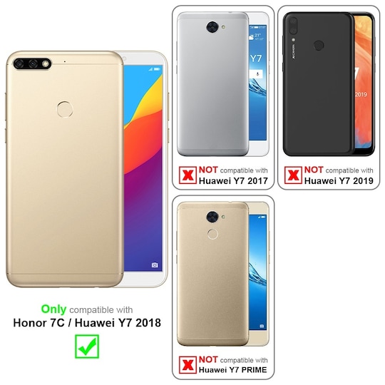 Honor 7C / Huawei Y7 2018 lommebokdeksel etui (grå)