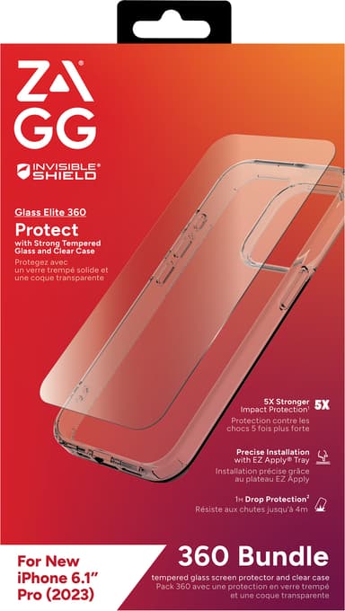 Zagg iPhone 15 Pro Glass Elite 360 deksel og skjermbeskytter (gjennomsiktig)