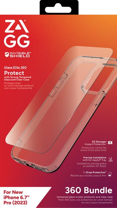 Zagg iPhone 15 Pro Max Glass Elite 360 deksel og skjermbeskytter (gjennomsiktig)
