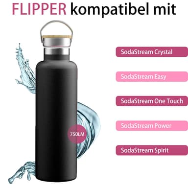 Termosflaske Tekanne Kaffekanne Bambus 350ml (svart)