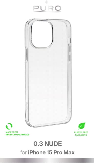 Puro 0.3 Nude iPhone 15 Pro Max deksel (gjennomsiktig)