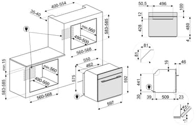 Smeg stekeovn SO6102S3PB3 innebygd