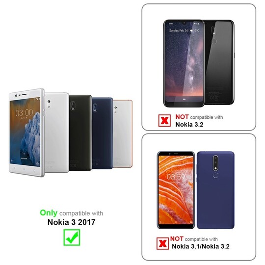 Nokia 3 2017 lommebokdeksel etui (grå)