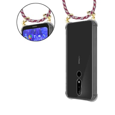 Nokia 5.1 PLUS / X5 Deksel med Halskjede (rød)