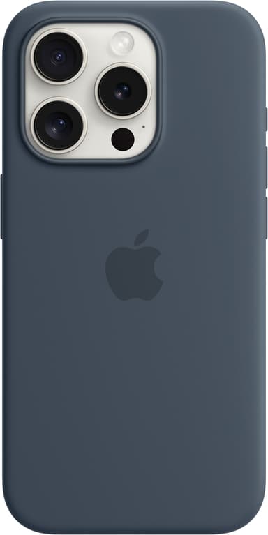 iPhone 15 Pro Silicone deksel med MagSafe (stormblå)