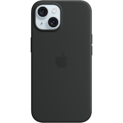 iPhone 15 Silicone deksel med MagSafe (sort)