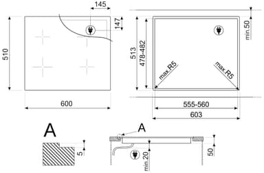 Smeg platetopp SIM3644D innebygd