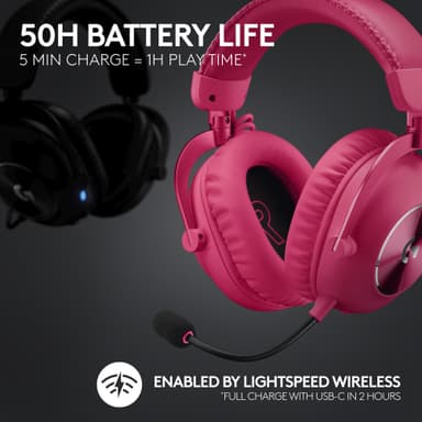 Logitech G Pro X 2 Lightspeed trådløst gaming headset (rosa)