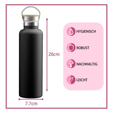 Termosflaske Tekanne Kaffekanne Bambus 350ml (svart)