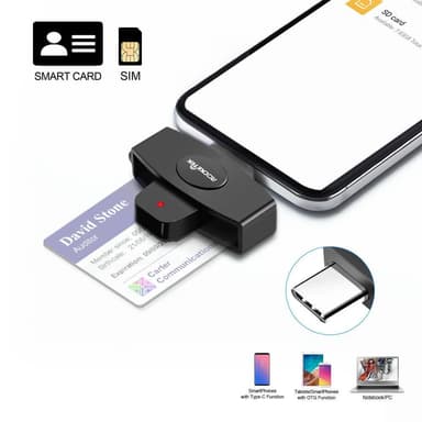 NÖRDIC USB-C Smartkort og SIM-kortleser ISO7816 ID-kort EMV Kredittkort