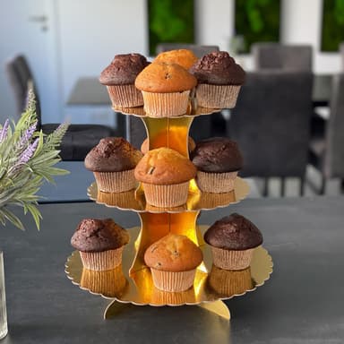 Etagere Cakes Muffinsstativ Cupcakestativ (gull)