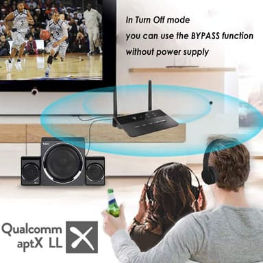 NÖRDIC Bluetooth 5.2 trådløs sender og mottaker DAC Qualcomm aptX Adaptive aptX HD 3,5 mm AUX RCA