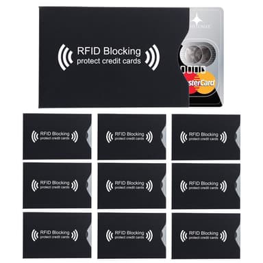 10x RFID-blokkerende beskyttende kredittkort (svart)