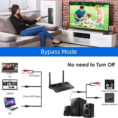 NÖRDIC Bluetooth 5.2 trådløs sender og mottaker DAC Qualcomm aptX Adaptive aptX HD 3,5 mm AUX RCA