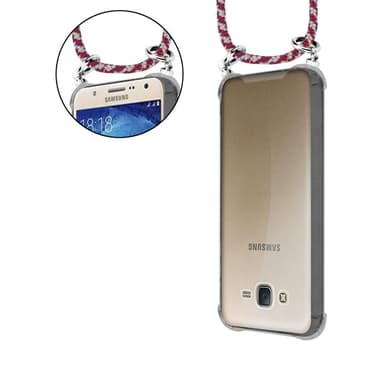 Samsung Galaxy J7 2015 Deksel med Halskjede (rød)