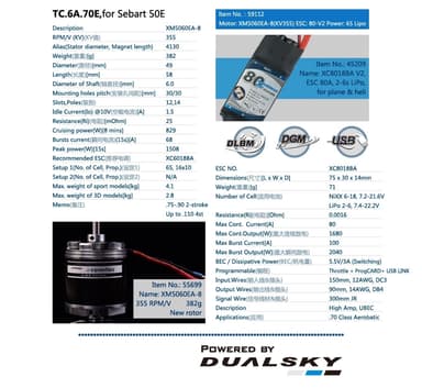 Dualsky BL Tuning Combo 5060 og 80A esc .75-90