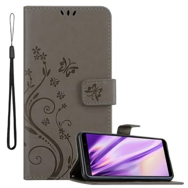 Samsung Galaxy A7 2018 lommebokdeksel Blomster (grå)