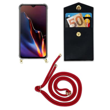 OnePlus 6T deksel med Halskjede (rød)