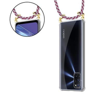 Oppo A92 Deksel med Halskjede (rød)