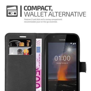 Nokia 1 2018 lommebokdeksel etui (svart)