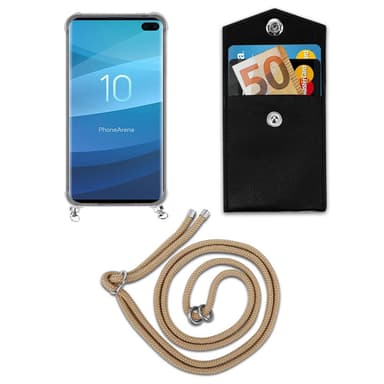 Samsung Galaxy S10 PLUS Deksel med Halskjede (brun)