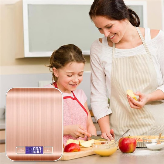 Kjøkkenvekt digital vekt 5 kg vanntett (rosé)