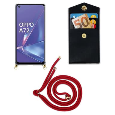 Oppo A72 Deksel med Halskjede (rød)