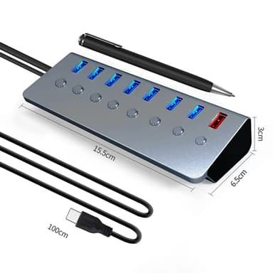 USB splitter USB 3.0-hub 5Gbps 8-ports individuelle LED av/på-brytere