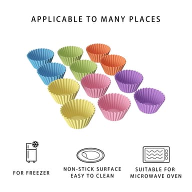 12x Muffinsformer silikon Cupcakeformer gjenbrukbare
