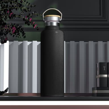 Termosflaske Tekanne Kaffekanne Bambus 350ml (svart)