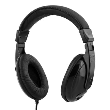 Headphones with volume control 2.5m cable, black