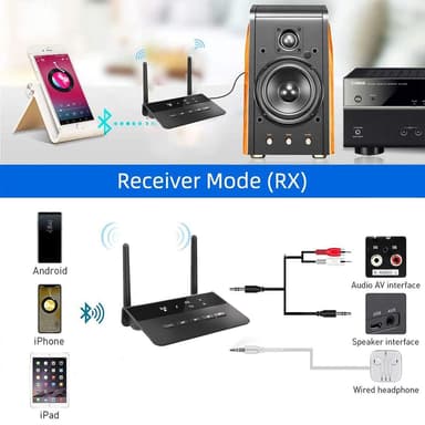 NÖRDIC Bluetooth 5.2 trådløs sender og mottaker DAC Qualcomm aptX Adaptive aptX HD 3,5 mm AUX RCA