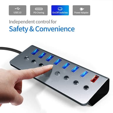 USB splitter USB 3.0-hub 5Gbps 8-ports individuelle LED av/på-brytere