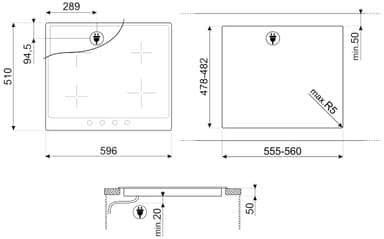 Smeg platetopp SI364FXM innebygd