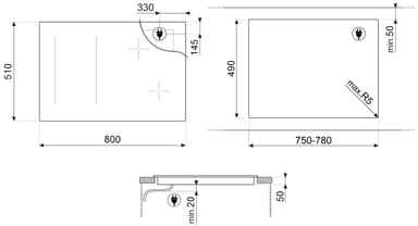 Smeg platetopp SIM3864D innebygd