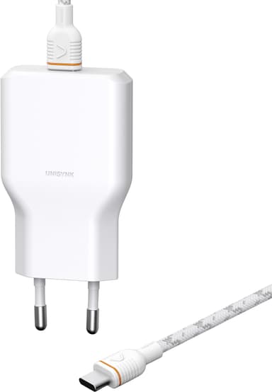 Unisynk G3 36W USB-C vegglader med 2m USB-C-kabel (hvit)