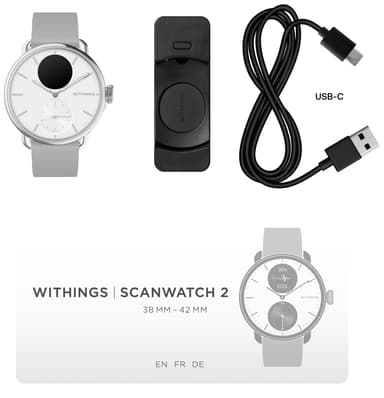 Withings ScanWatch 2 hybrid smartklokke 38mm (hvit)