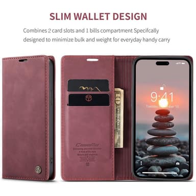 CASEME Lommebok-deksel iPhone 15 Pro Max - Rød
