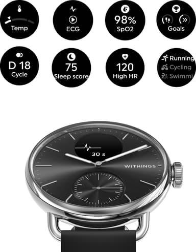 Withings ScanWatch 2 hybrid smartklokke 38mm (sort)