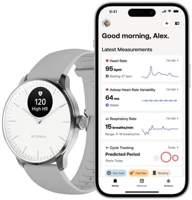 Withings ScanWatch Light hybrid smartklokke 37mm (hvit)