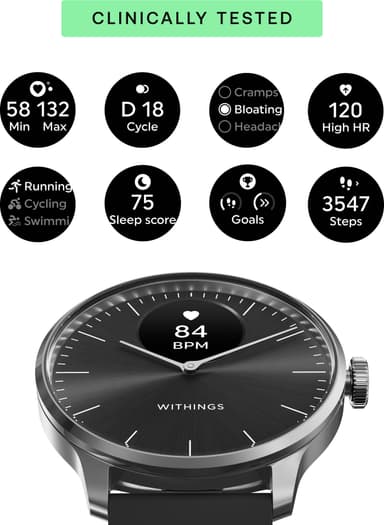 Withings ScanWatch Light hybrid smartklokke 37mm (sort)