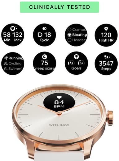 Withings ScanWatch Light hybrid smartklokke 37mm (roségull)
