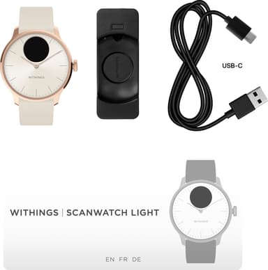 Withings ScanWatch Light hybrid smartklokke 37mm (roségull)