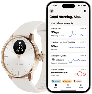 Withings ScanWatch Light hybrid smartklokke 37mm (roségull)