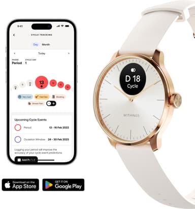Withings ScanWatch Light hybrid smartklokke 37mm (roségull)